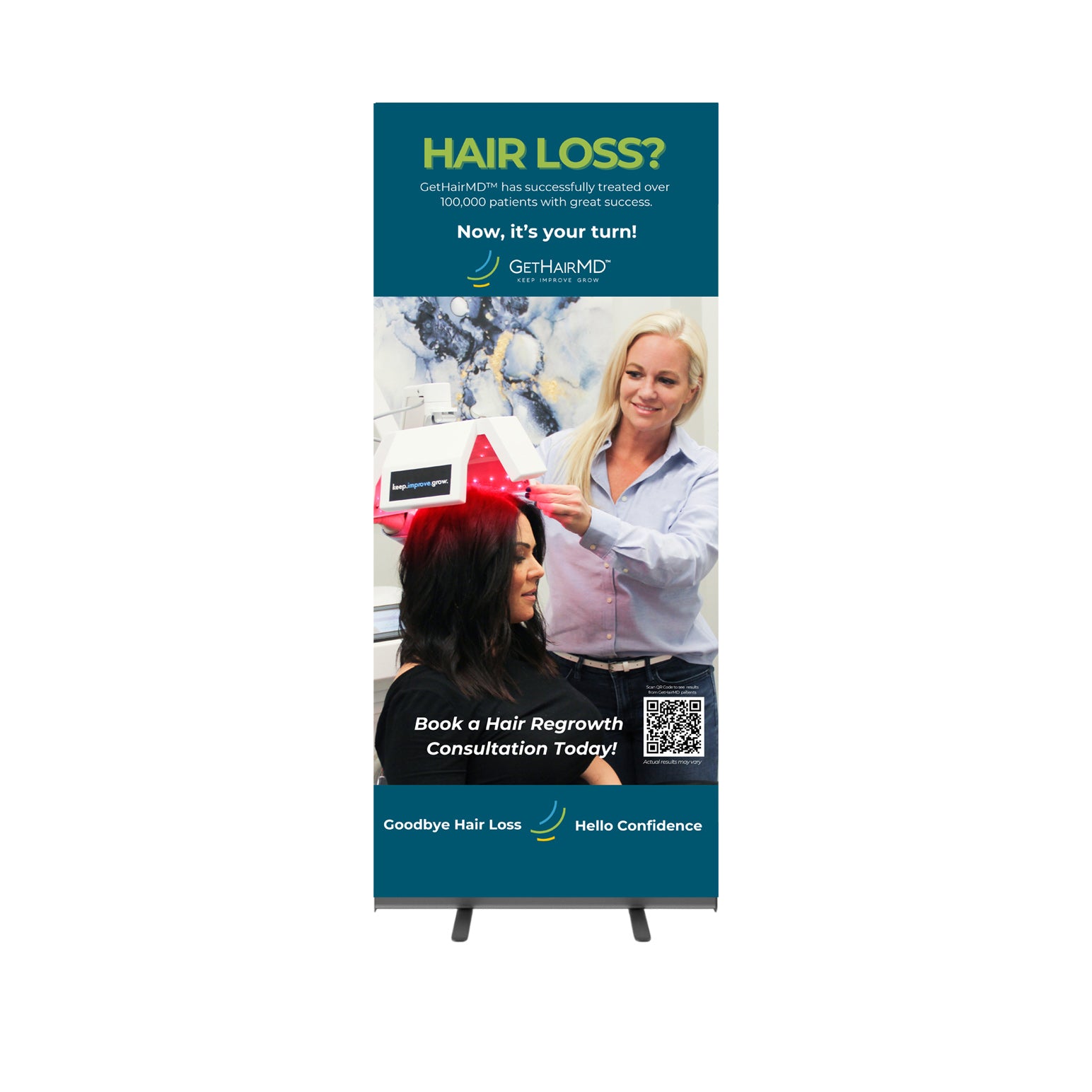 GetHairMD Retractable Banner: Clinical Hair Growth Laser